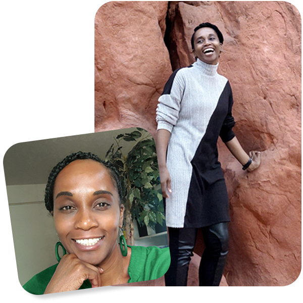 Two images of Zaynab Russell, Founder of Novel Spring