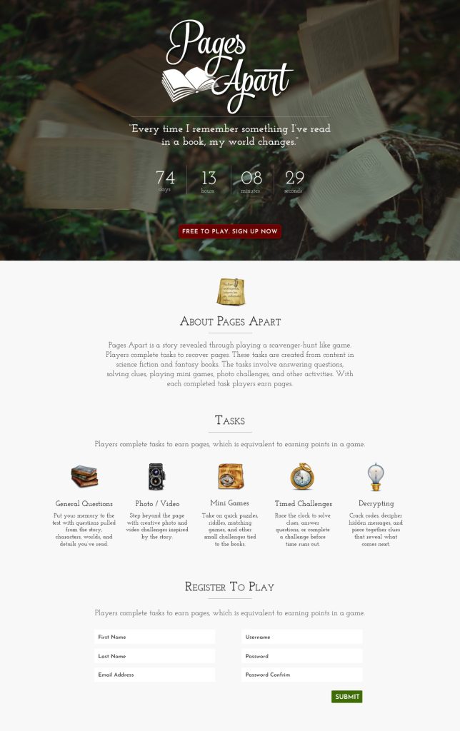 Pages Apart Concept Landing Page