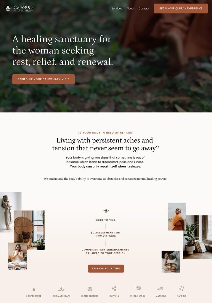 Qurrah homepage design screenshot